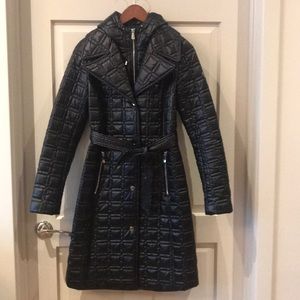 Dawn Levy quilted trench coat with removable hood